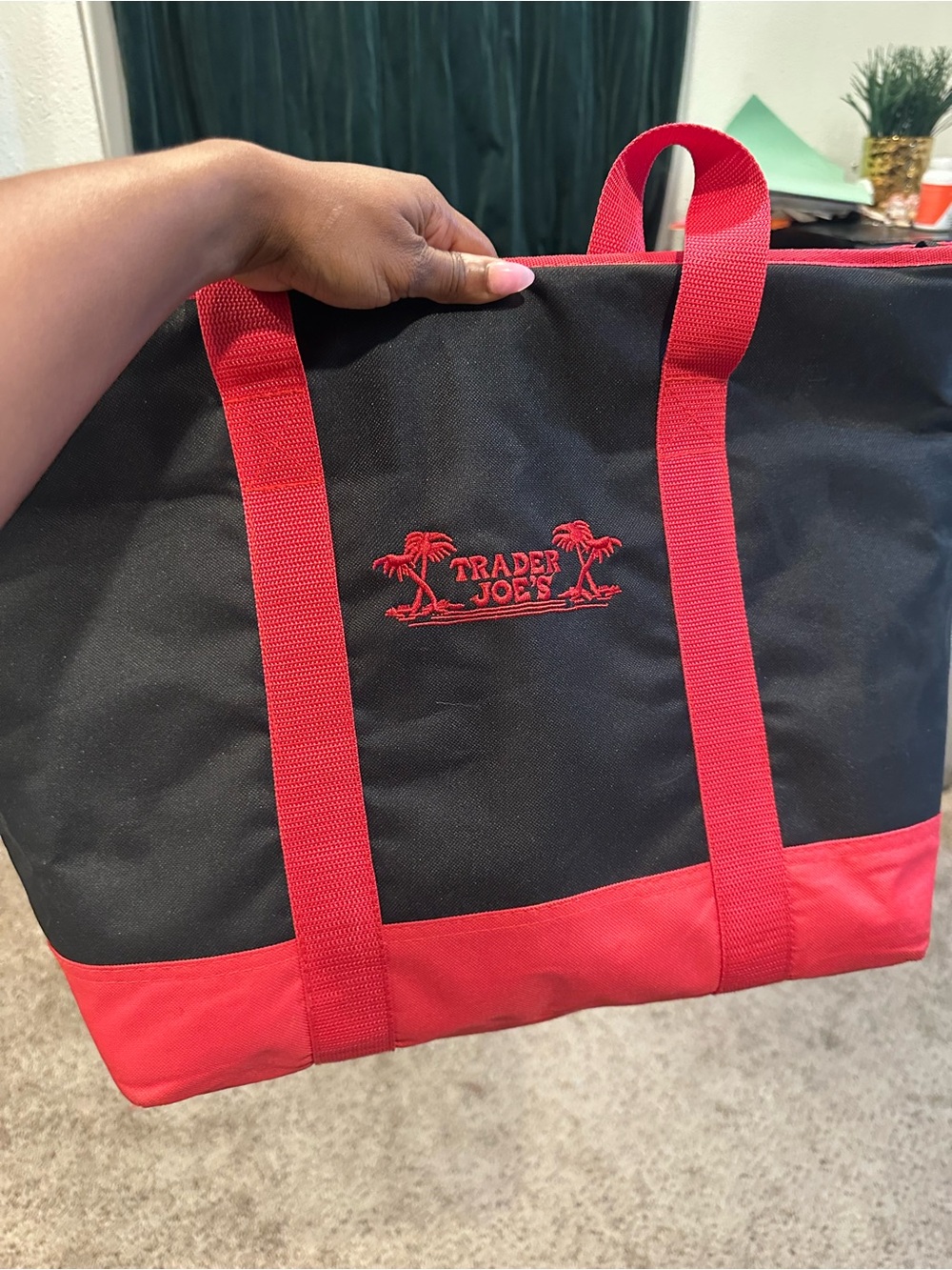 Black and Red Canvas Tote Bag